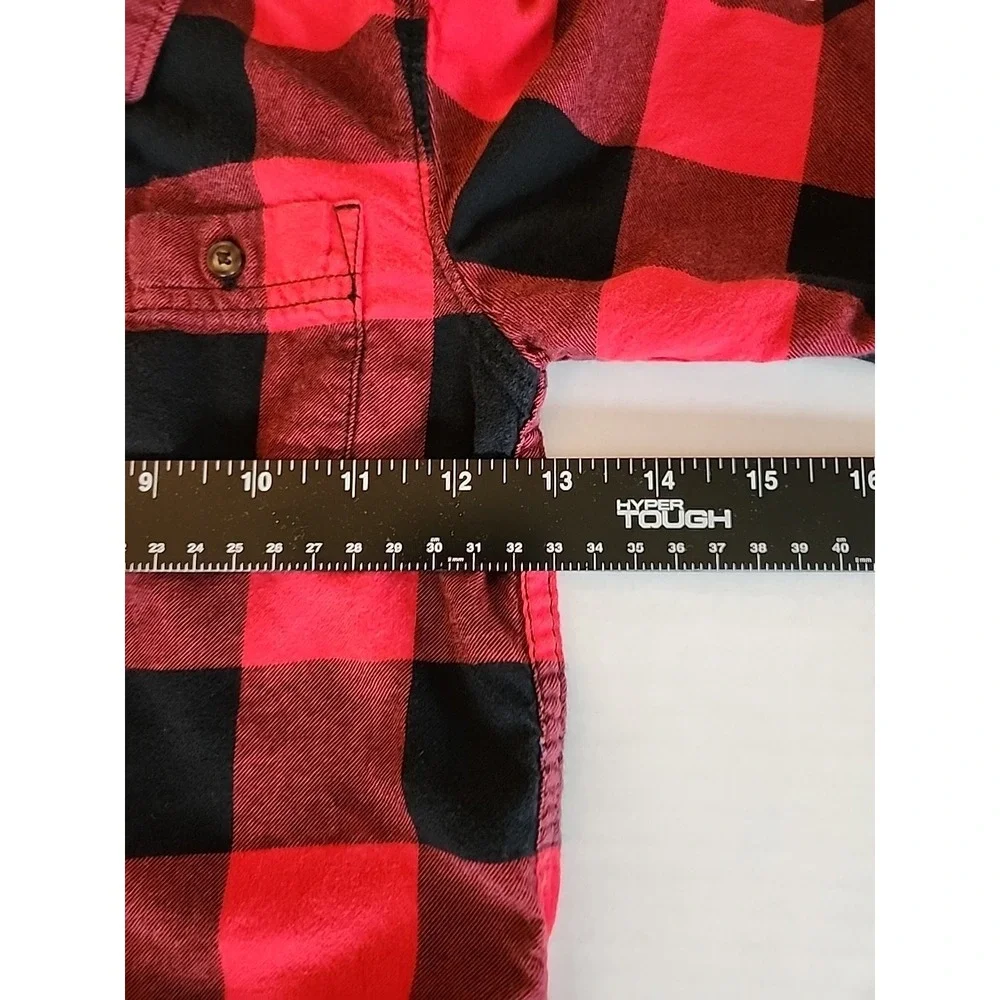 Carters Flannel Button Up Shirt Buffalo Plaid Red Black Toddler Boy 4T